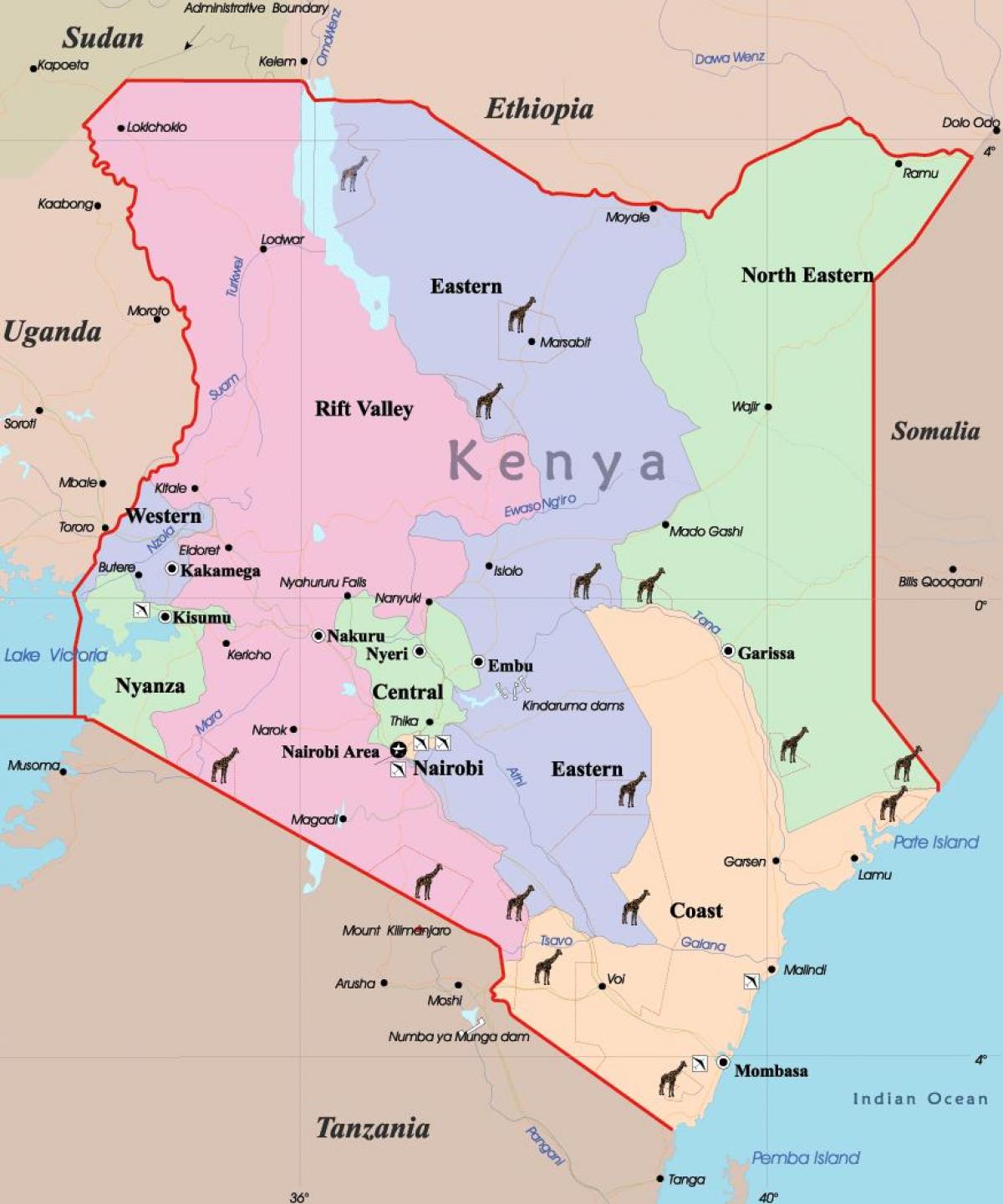harta Kenya limba