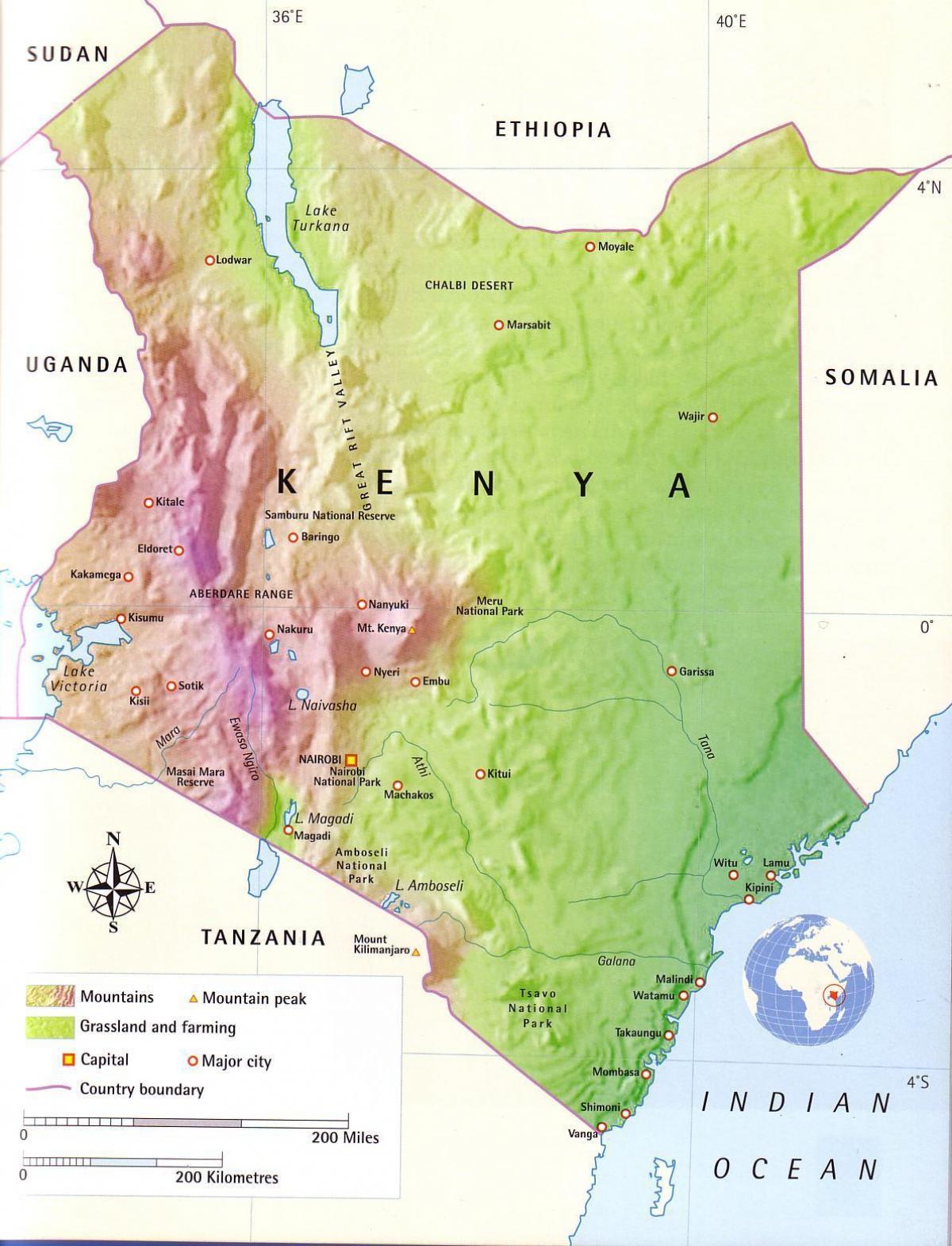 harta munții Kenya