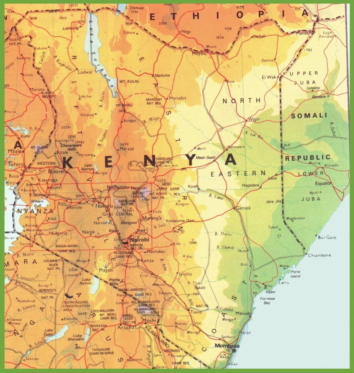 Kenya rețelei rutiere hartă