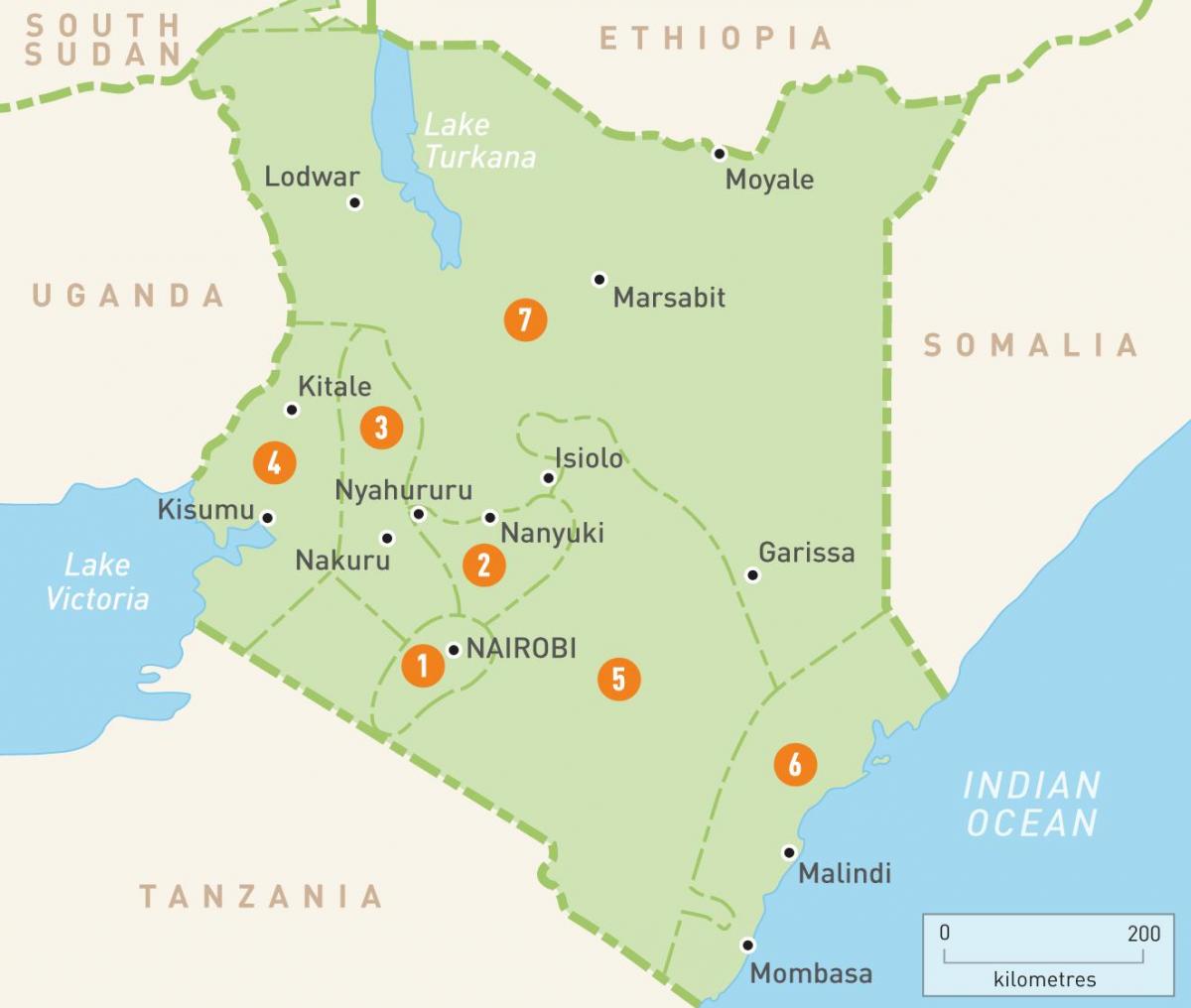 harta Kenya arată provincii