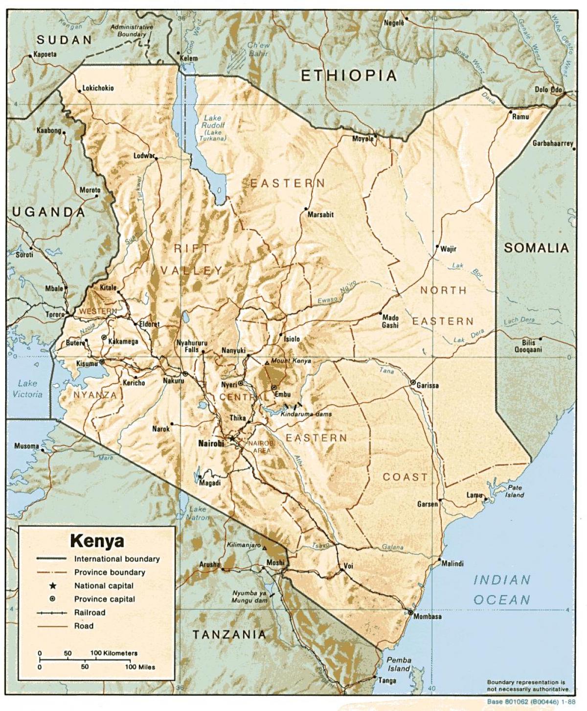 harta Kenya arată marile orașe