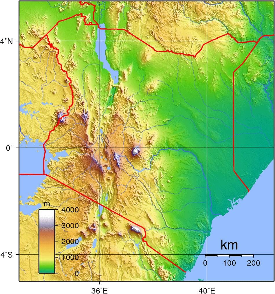 Kenya altitudine hartă