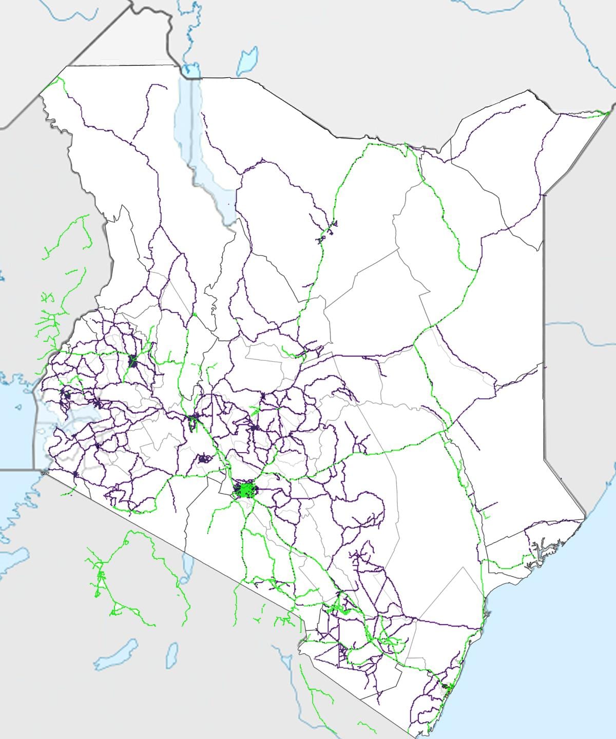 harta Kenya de cale ferată