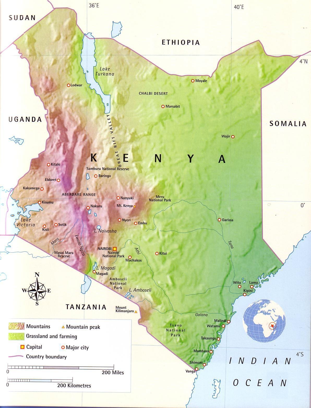 harta munții Kenya
