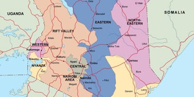 Harta Kenya arată râuri