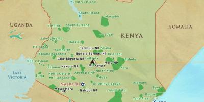Harta Kenya parcuri naționale și rezervații