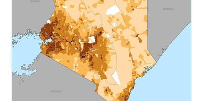 Kenya densitatea populației hartă