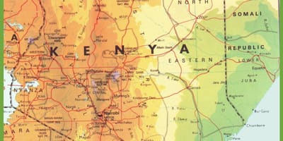 Harta Kenya arată orașe